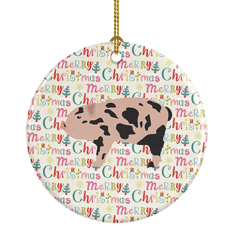Mini Miniature Pig Christmas Ceramic Ornament