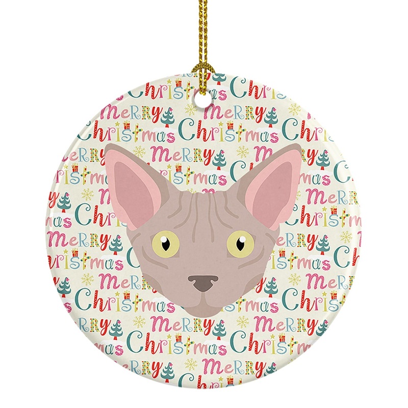 Minskin Cat Christmas Ceramic Ornament