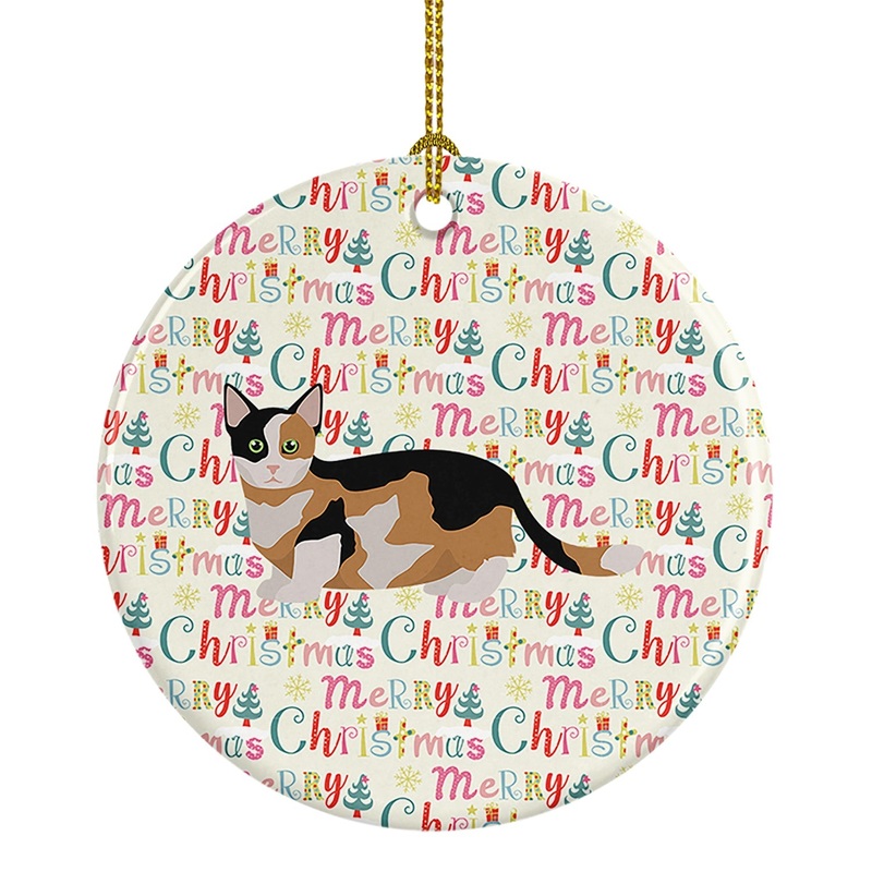 Munchkin Cat Christmas Ceramic Ornament