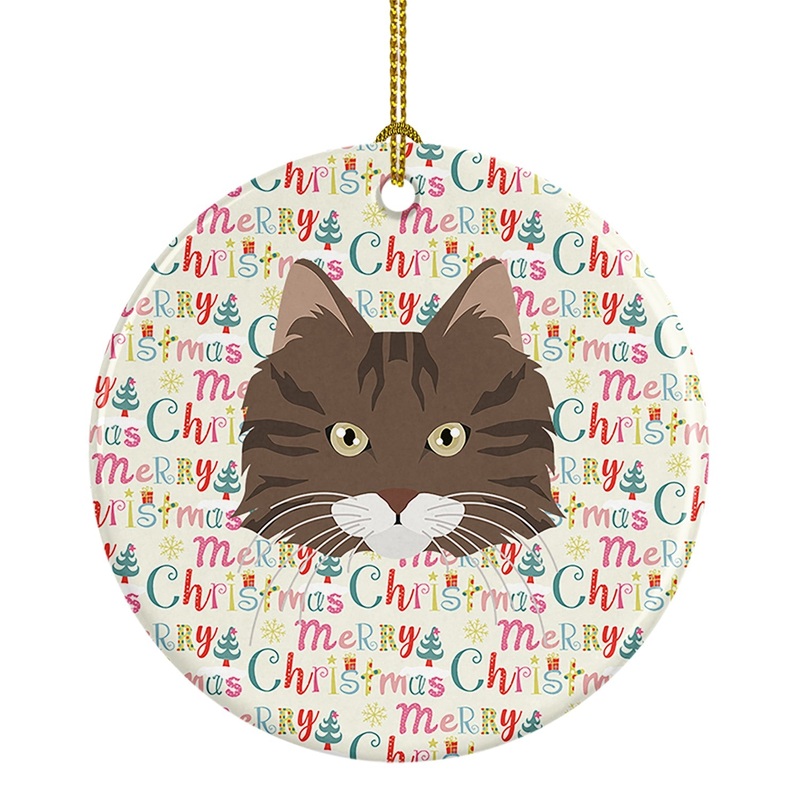 Norwegian Forest Cat Christmas Ceramic Ornament