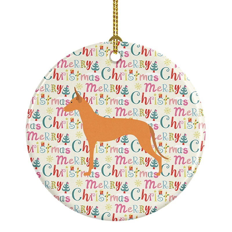Pharaoh Hound Merry Christmas Ceramic Ornament