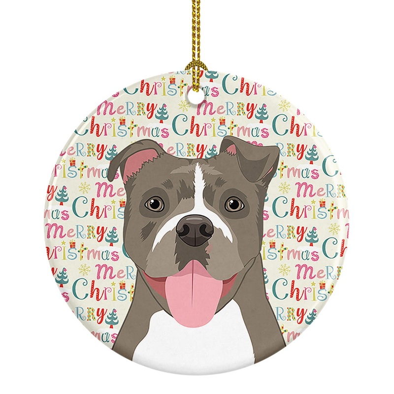 Pit Bull Blue #2 Christmas Ceramic Ornament