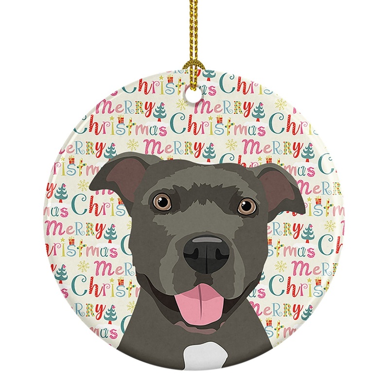 Pit Bull Blue #3 Christmas Ceramic Ornament