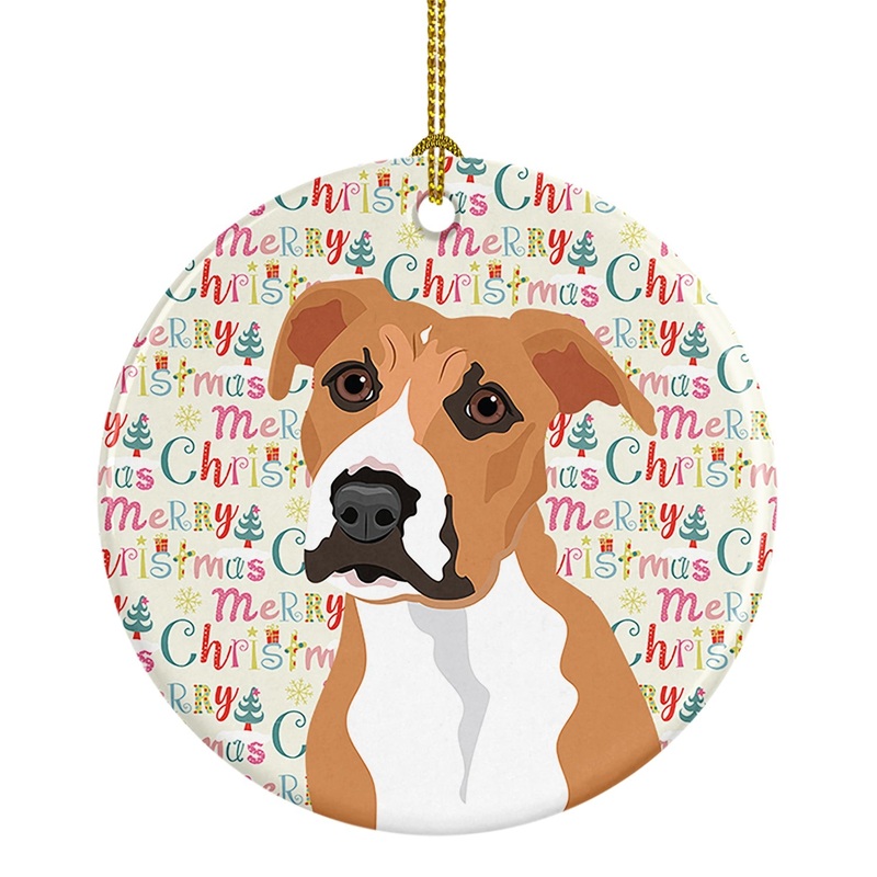 Pit Bull Fawn #3 Christmas Ceramic Ornament