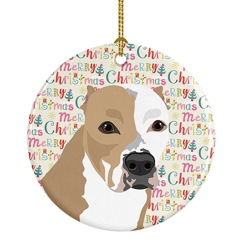 Pit Bull Fawn #4 Christmas Ceramic Ornament