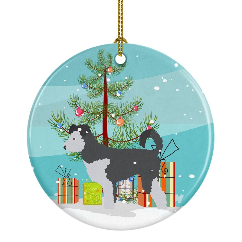 Pumi Christmas Ornament - Round Ceramic Ornament  Artist-Designed Keepsake Decoration BB8459CO1