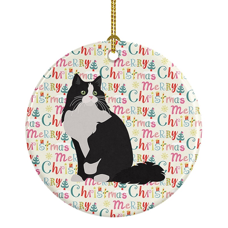 Ragamuffin Cat Christmas Ceramic Ornament