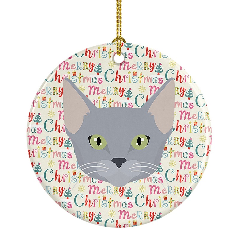 Russian Blue Cat Christmas Ceramic Ornament