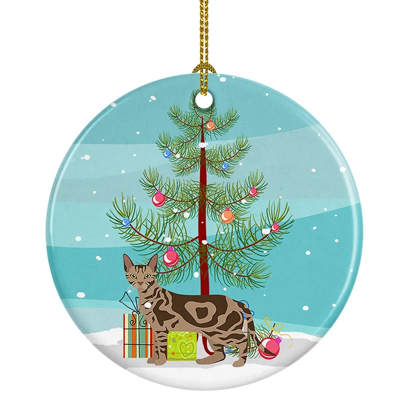 Sokoke Cat Merry Christmas Ornament - Round Ceramic Ornament  Artist-Designed Keepsake Decoration