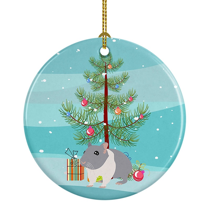 South African Hamster Merry Christmas Ornament - Round Ceramic Ornament  Artist-Designed Keepsake Decoration