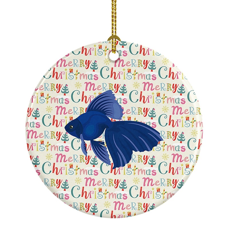 Veiltail Goldfish Christmas Ceramic Ornament