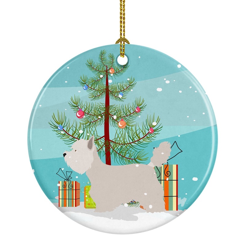 Westie Christmas Ornament - Round Ceramic Ornament  Artist-Designed Keepsake Decoration BB8480CO1