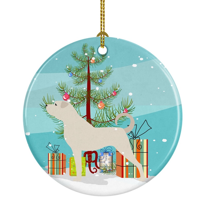 Anatolian Shepherd Merry Christmas Tree Ornament - Round Ceramic Ornament  Artist-Designed Keepsake Decoration BB2995CO1