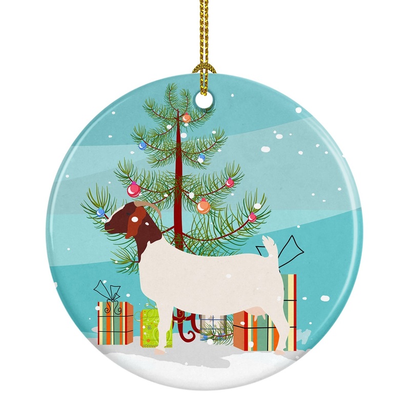 Boer Goat Christmas Ornament - Round Ceramic Ornament  Artist-Designed Keepsake Decoration BB9253CO1