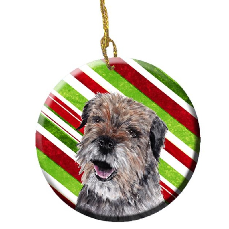 Border Terrier Candy Cane Christmas Ceramic Ornament SC9613CO1
