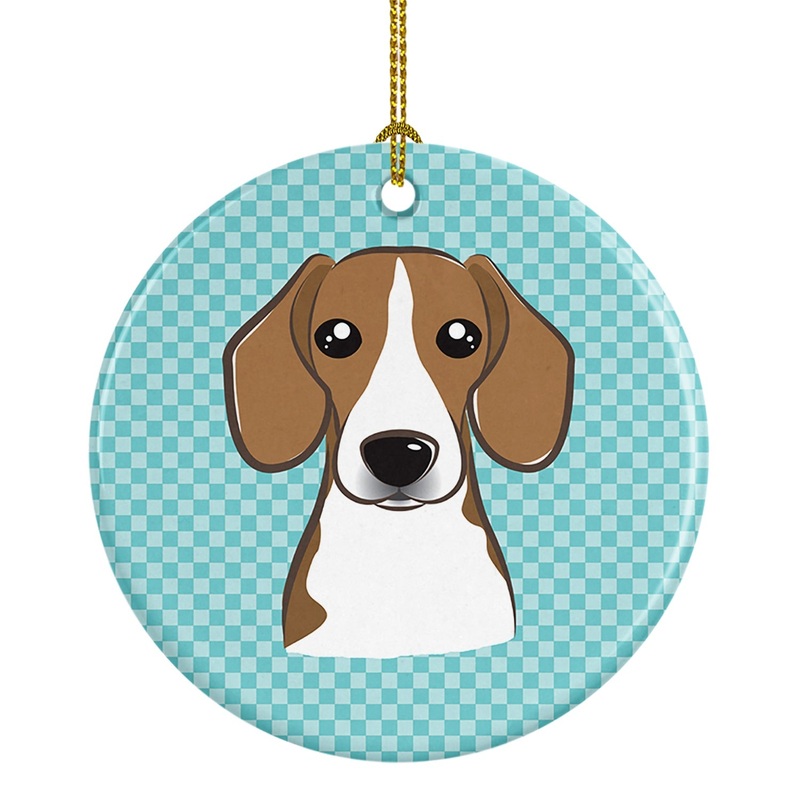 Checkerboard Blue Beagle Ceramic Ornament BB1177CO1