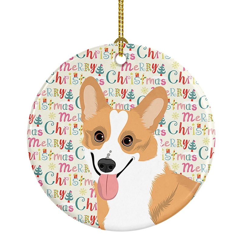 Pembroke Corgi Red and White Christmas Ceramic Ornament