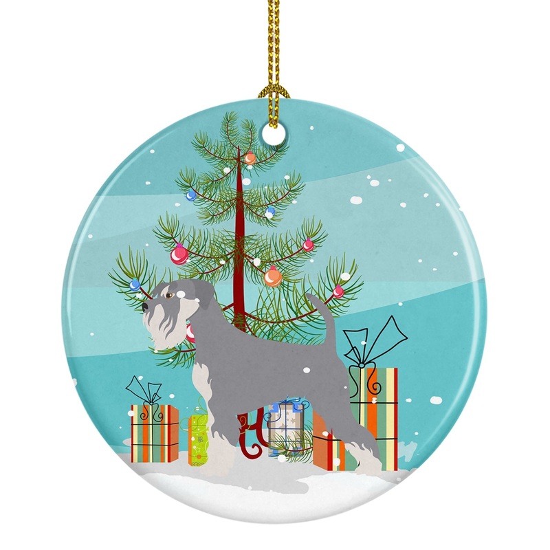 Schnauzer Christmas Ornament - Round Ceramic Ornament  Artist-Designed Keepsake Decoration BB8512CO1
