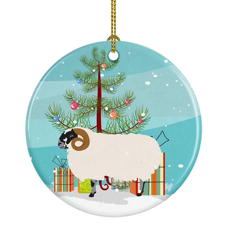 Scottish Blackface Sheep Christmas Ornament - Round Ceramic Ornament  Artist-Designed Keepsake Decoration BB9340CO1