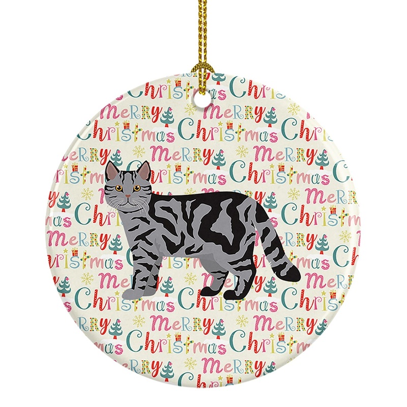 Scottish Straight Cat Christmas Ceramic Ornament