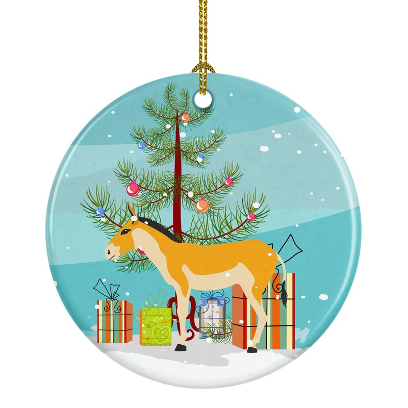 Turkmenian Kulan Donkey Christmas Ornament - Round Ceramic Ornament  Artist-Designed Keepsake Decoration BB9221CO1