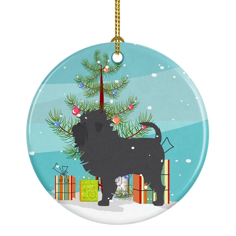 Affenpinscher Merry Christmas Tree Ornament - Round Ceramic Ornament  Artist-Designed Keepsake Decoration BB2966CO1