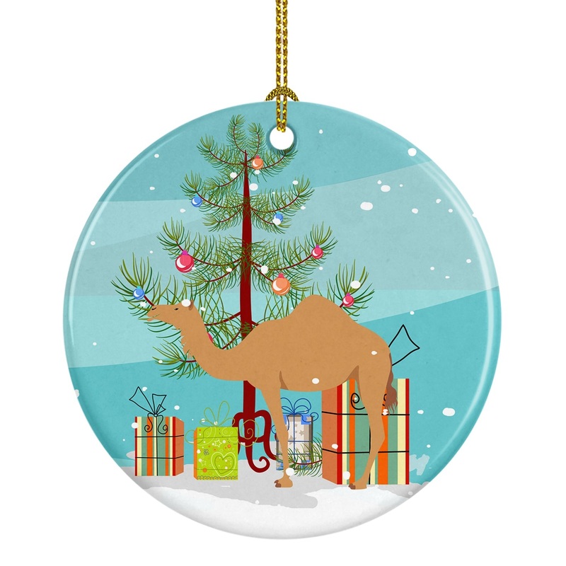 Arabian Camel Dromedary Christmas Ornament - Round Ceramic Ornament  Artist-Designed Keepsake Decoration BB9184CO1