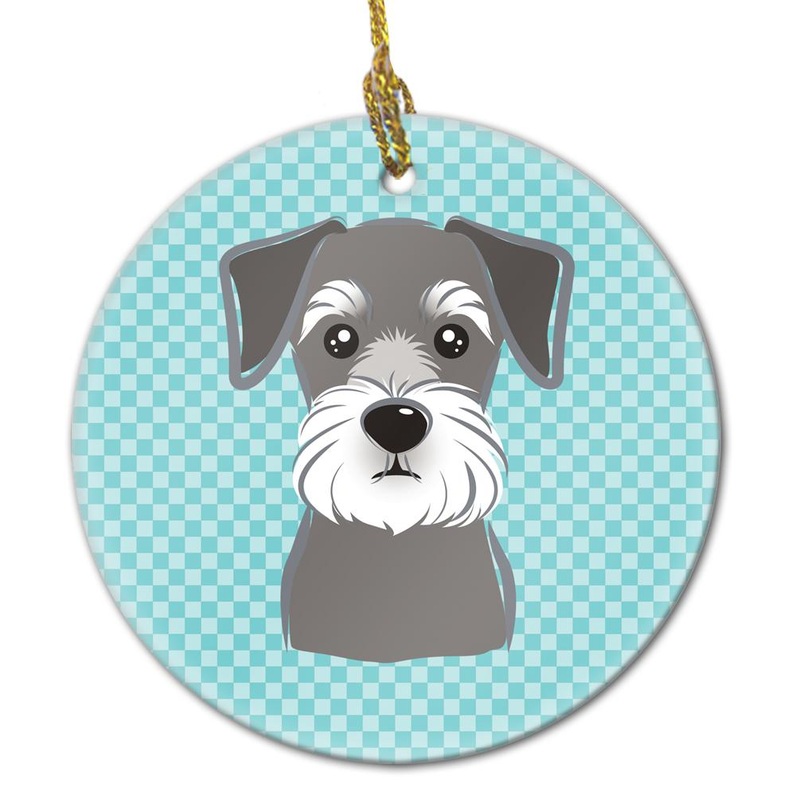 Blue Checkered Schnauzer Ceramic Ornament BB1136CO1
