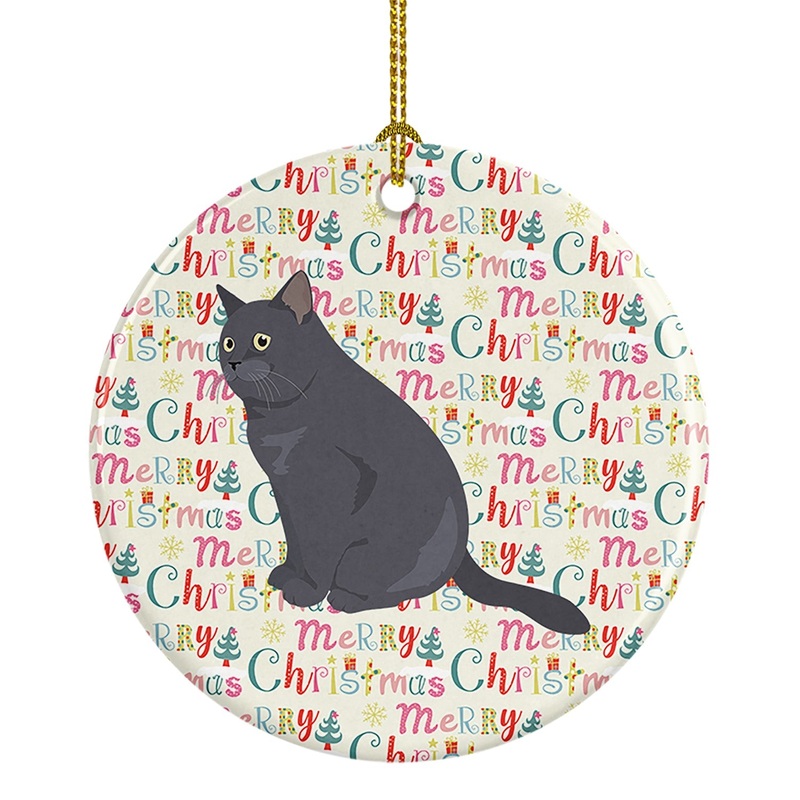 British Shorthair Cat Christmas Ceramic Ornament