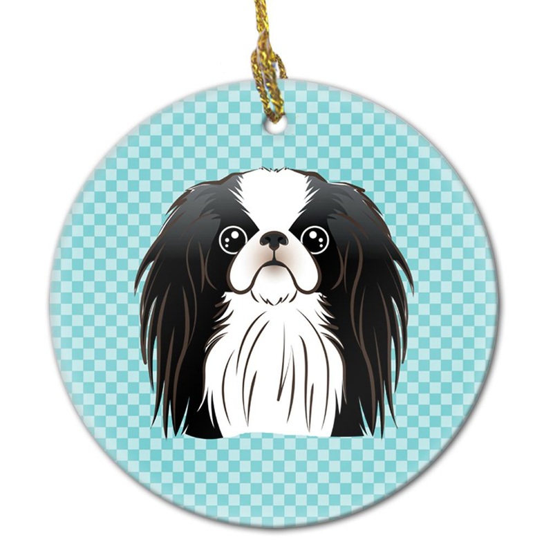 Checkerboard Blue Japanese Chin Ceramic Ornament BB1168CO1