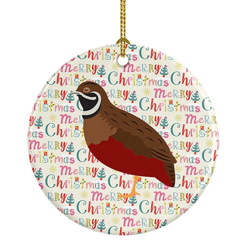 Chinese Painted or King Quail Christmas Ceramic Ornament