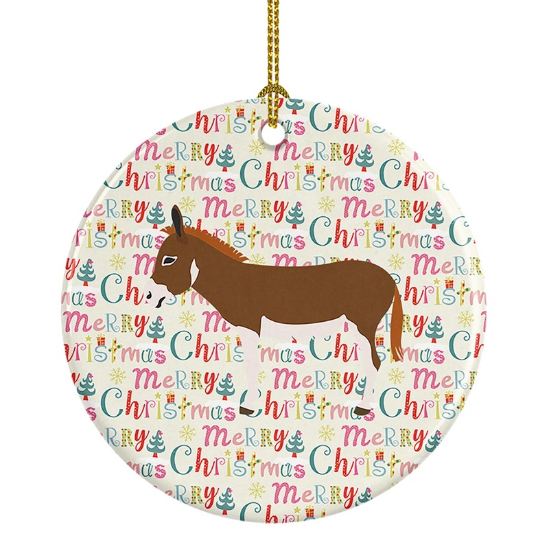 Miniature Mediterranian Donkey Christmas Ceramic Ornament