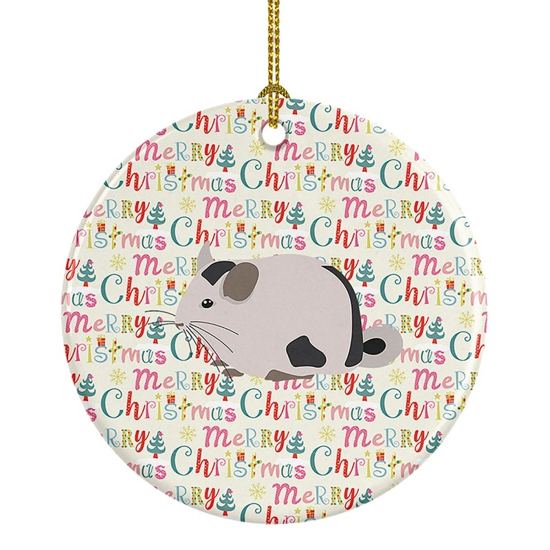 Mosaic Chinchilla Christmas Ceramic Ornament