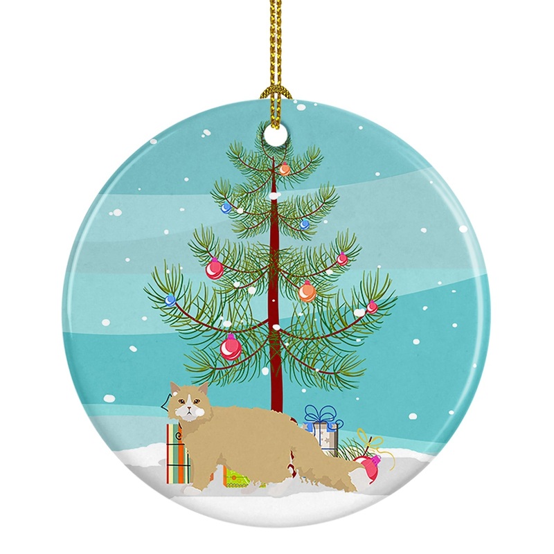 Oregon Rex Cat Merry Christmas Ornament - Round Ceramic Ornament  Artist-Designed Keepsake Decoration