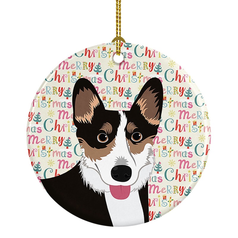 Pembroke Welsh Corgi Tricolor Black-Headed #2 Christmas Ceramic Ornament