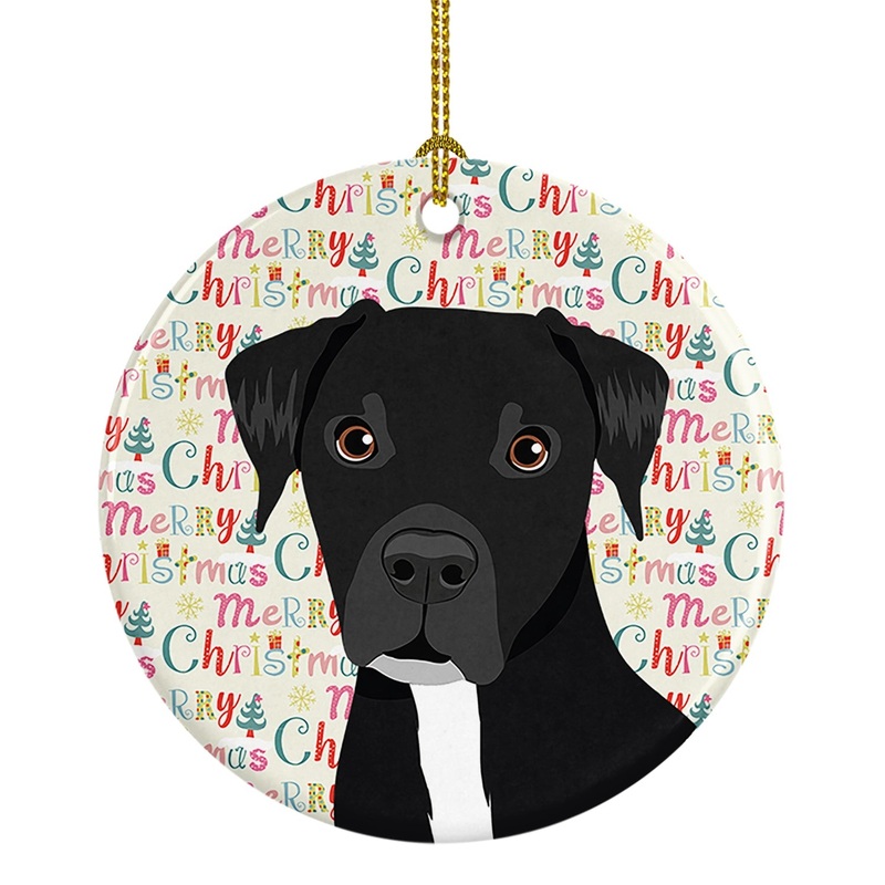 Pit Bull Black #1 Christmas Ceramic Ornament