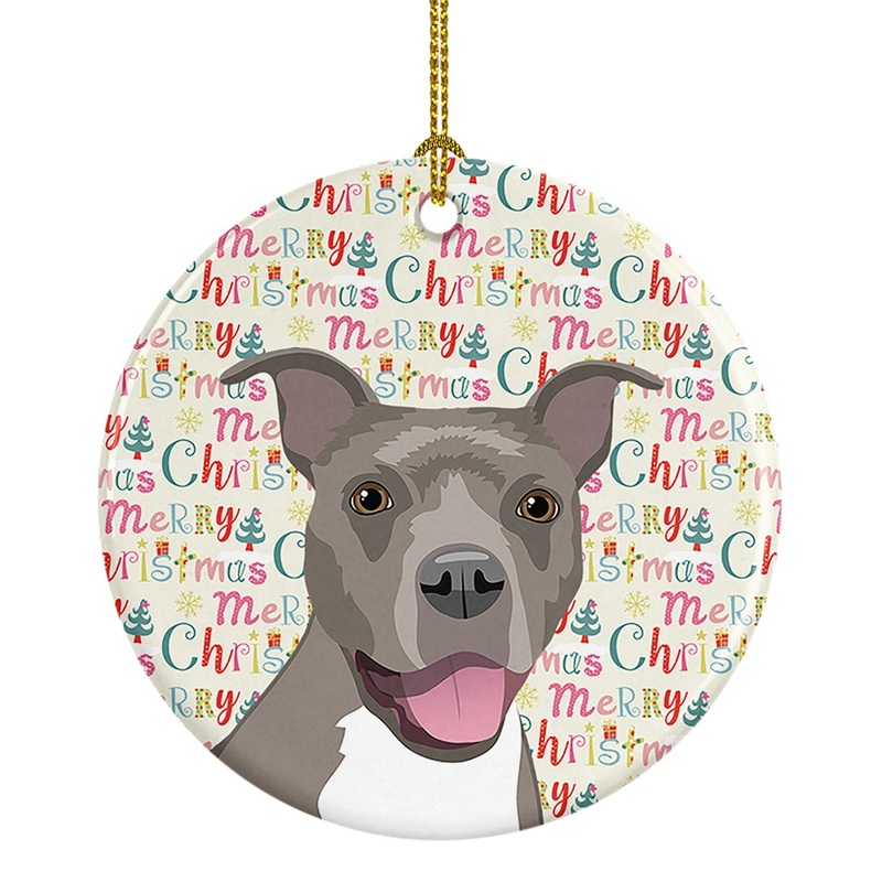Pit Bull Blue #1 Christmas Ceramic Ornament