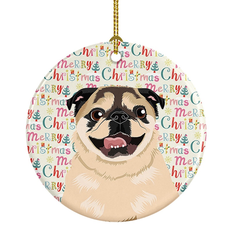 Pug Fawn #5 Christmas Ceramic Ornament