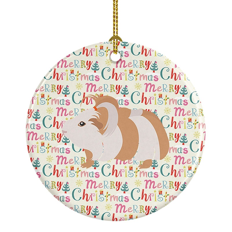 Silkie Guinea Pig Christmas Ceramic Ornament
