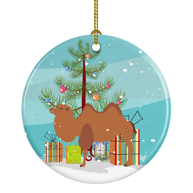 Bactrian Camel Christmas Ornament - Round Ceramic Ornament  Artist-Designed Keepsake Decoration BB9185CO1