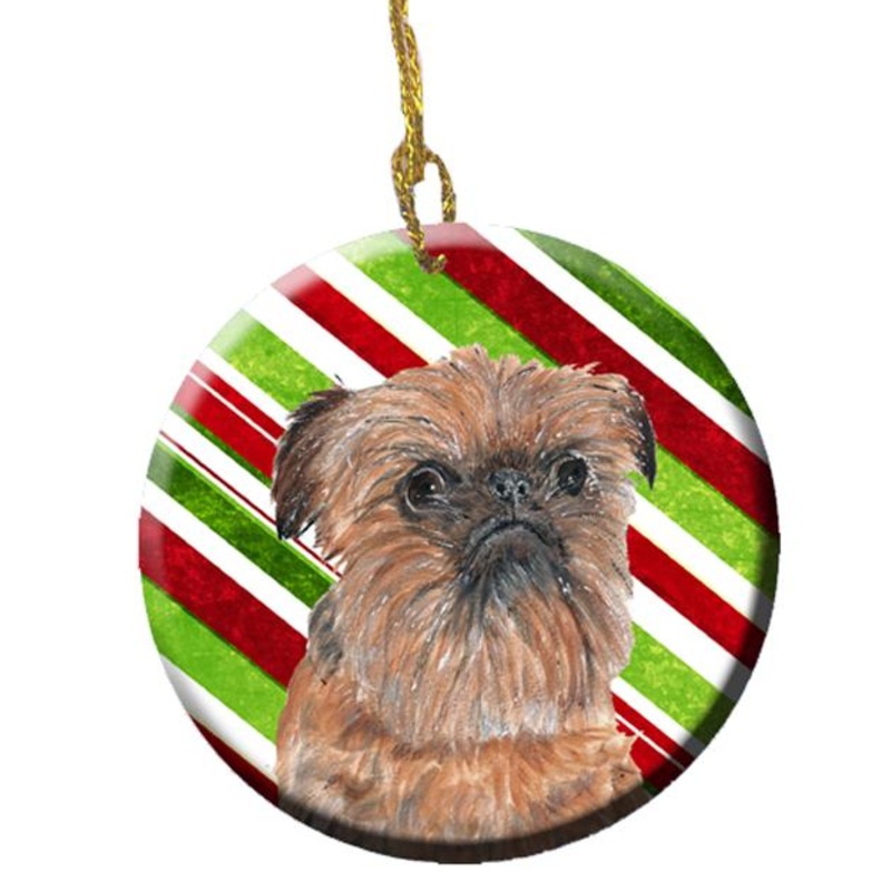 Brussels Griffon Candy Cane Christmas Ceramic Ornament SC9614CO1