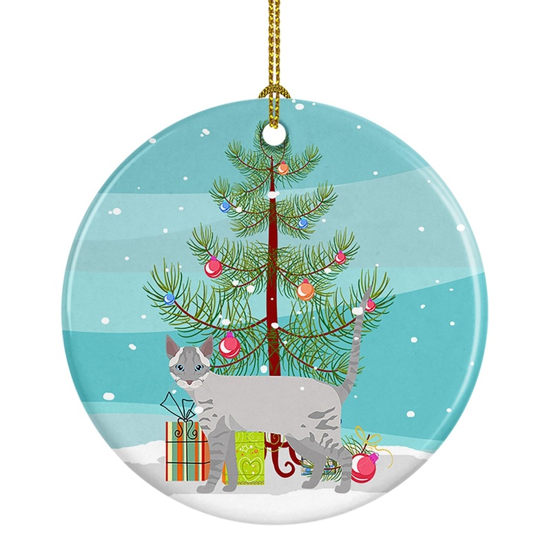Ojos Azules Cat Merry Christmas Ornament - Round Ceramic Ornament  Artist-Designed Keepsake Decoration
