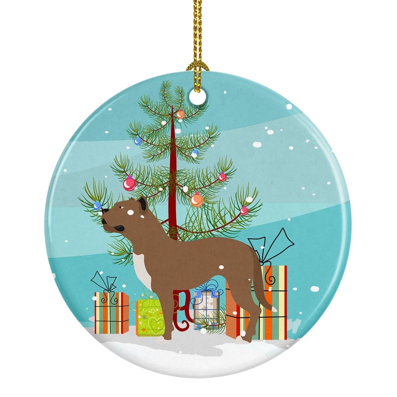 Perro de Presa Canario Christmas Ornament - Round Ceramic Ornament  Artist-Designed Keepsake Decoration BB8501CO1