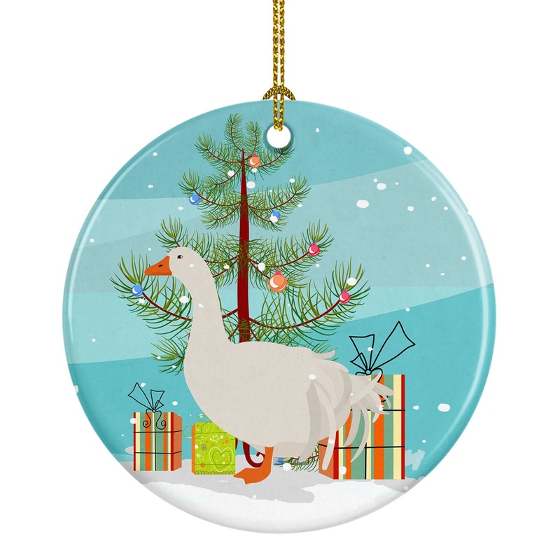 Sebastopol Goose Christmas Ornament - Round Ceramic Ornament  Artist-Designed Keepsake Decoration BB9269CO1