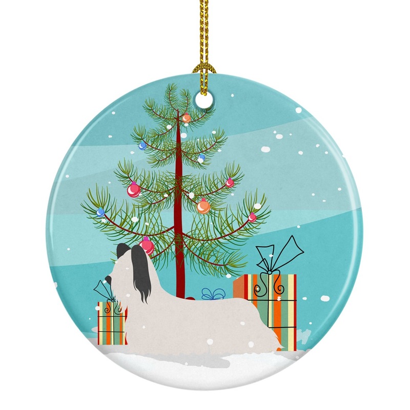 Skye Terrier Christmas Ornament - Round Ceramic Ornament  Artist-Designed Keepsake Decoration BB8440CO1