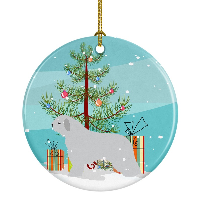 Spanish Water Dog Merry Christmas Tree Ornament - Round Ceramic Ornament  Artist-Designed Keepsake Decoration BB2933CO1