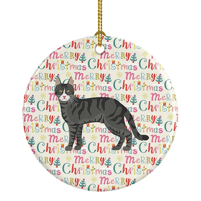 Tricolour Aegean Cat Christmas Ceramic Ornament