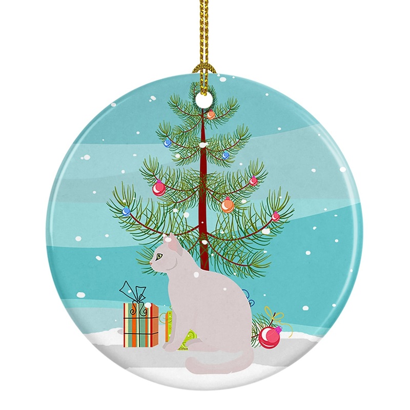 Burmilla #2 Cat Merry Christmas Ornament - Round Ceramic Ornament  Artist-Designed Keepsake Decoration
