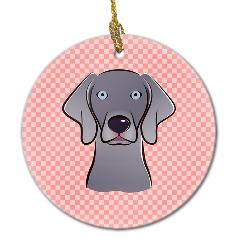 Checkerboard Blue Weimaraner Ceramic Ornament