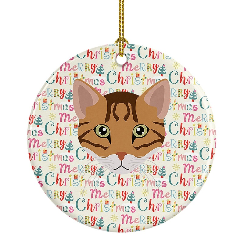 Cheetoh Cat Christmas Ceramic Ornament